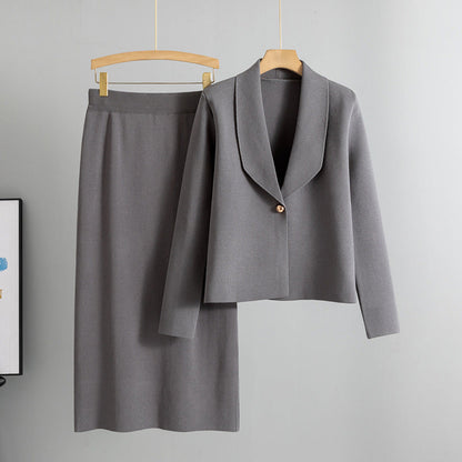 Small suit set skirt two-piece set temperament cardigan sweater jacket skirt set