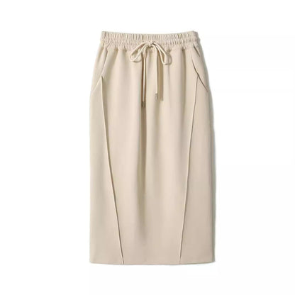 Sports and leisure lazy suit women's soft air cotton short sleeved top+split half skirt two-piece set