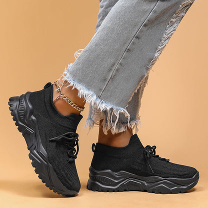Sports women's shoes breathable fly woven socks shoes for lazy people one step on lazy shoes