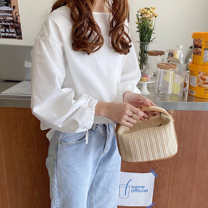 Straw woven small bag casual women's bag hand-held shoulder crossbody bag