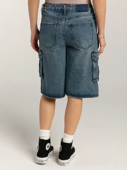 Street trendsetters ordinary washed workwear women's denim straight leg pants