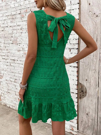 Tank top back lace up dress casual solid color