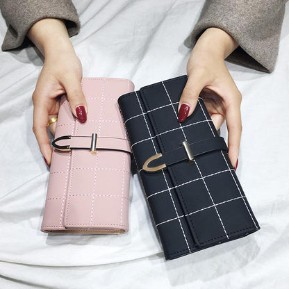 Wallets Long With Plaid PU Leather Fashion Hasp Coin Purse Phone Bag 10 Card Holders Female Wallet for girls ladies