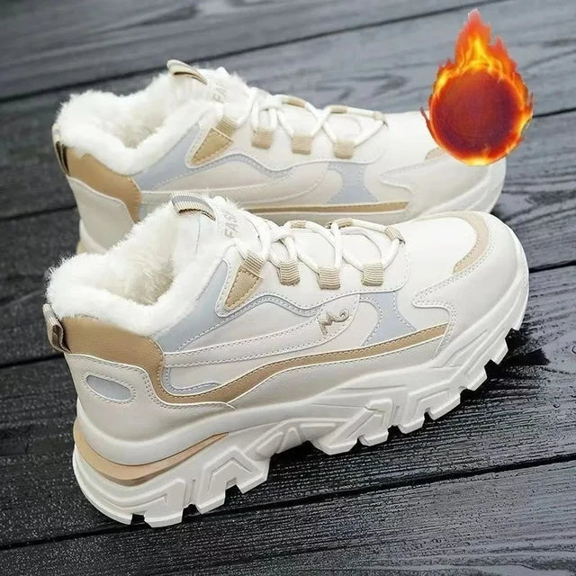 Women's cotton shoes women's suede snow boots sports shoes versatile high top shoes for students